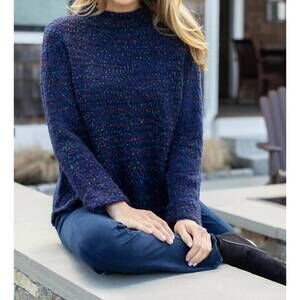 NEW HABITAT funnel neck pullover in navy